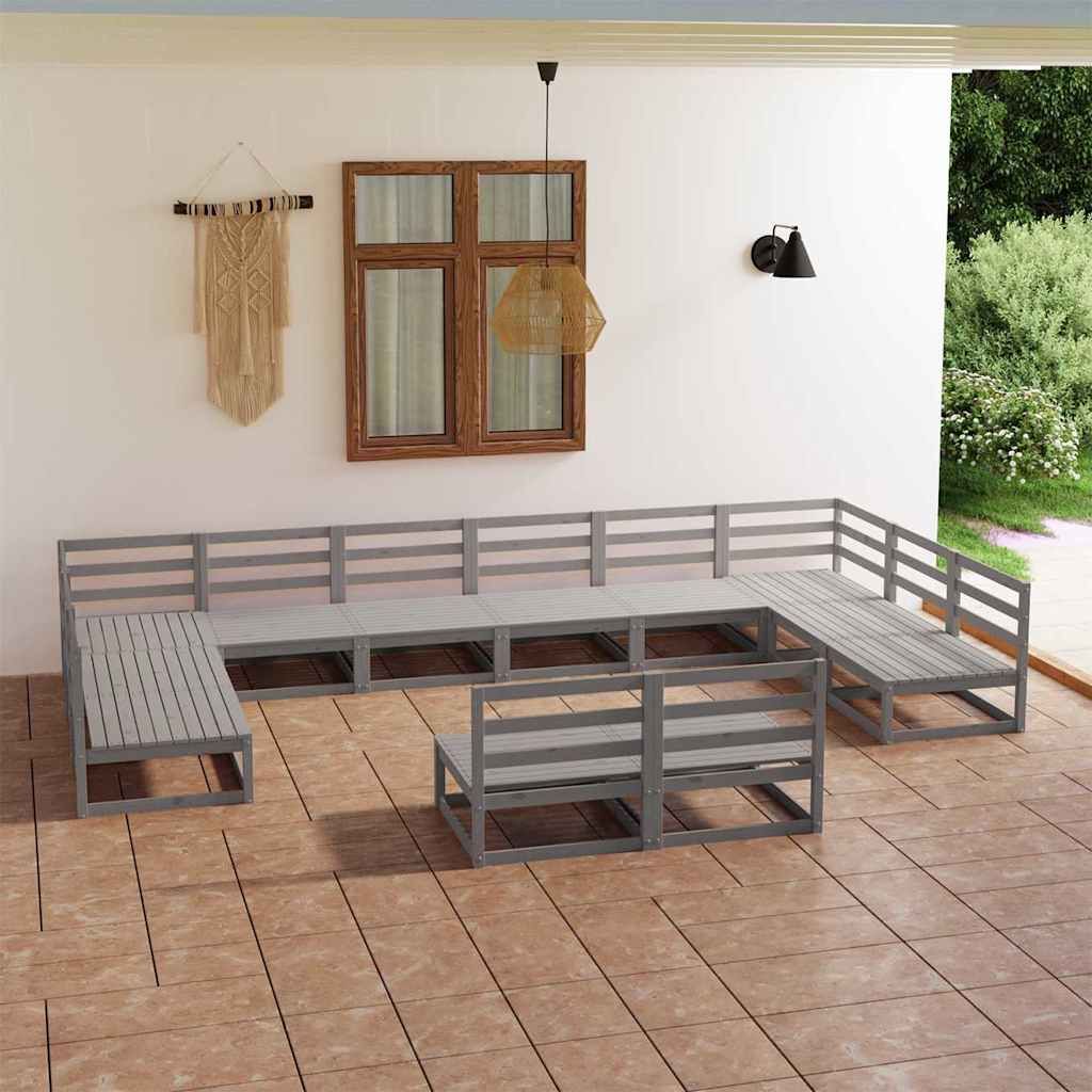 Set Divani da Giardino 12 pz in Legno Massello di Pino vidaXL