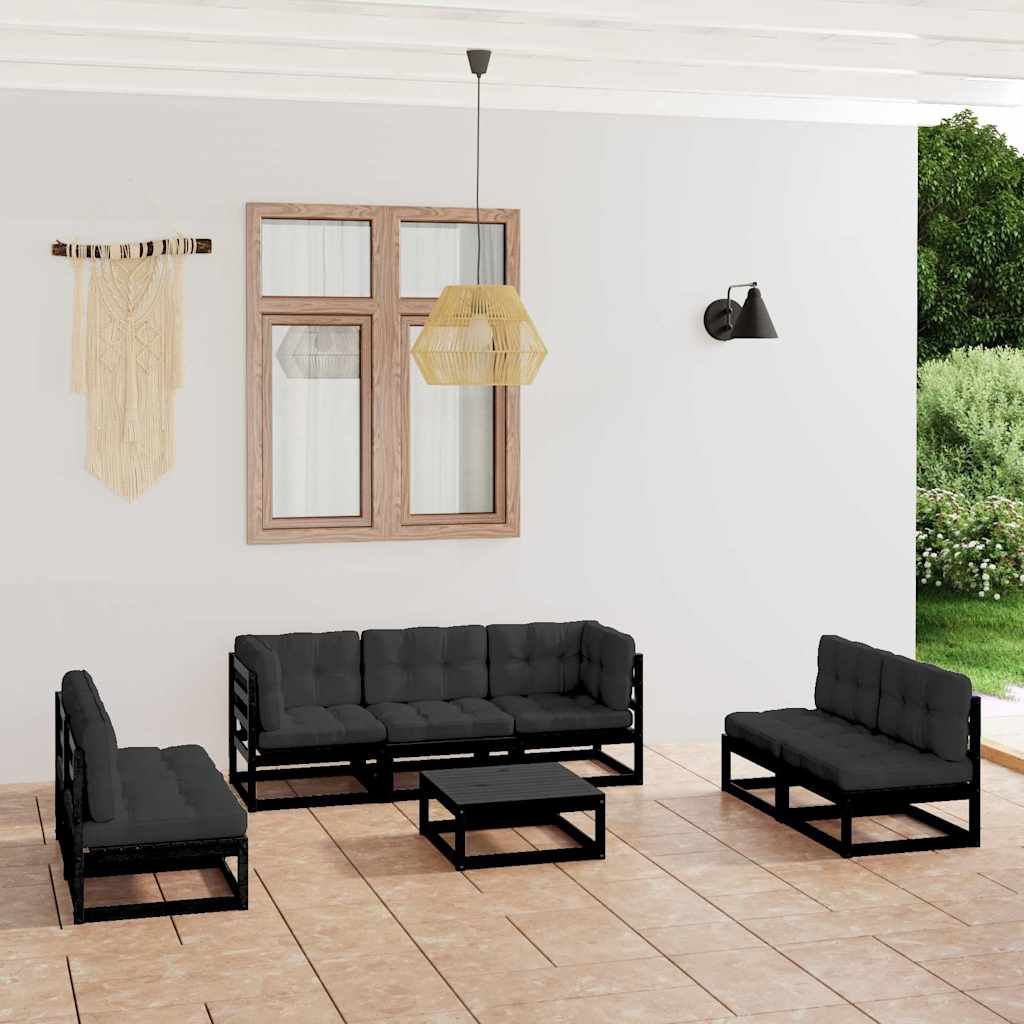 Set Divani da Giardino 8 pz con Cuscini Legno Massello di Pino vidaXL