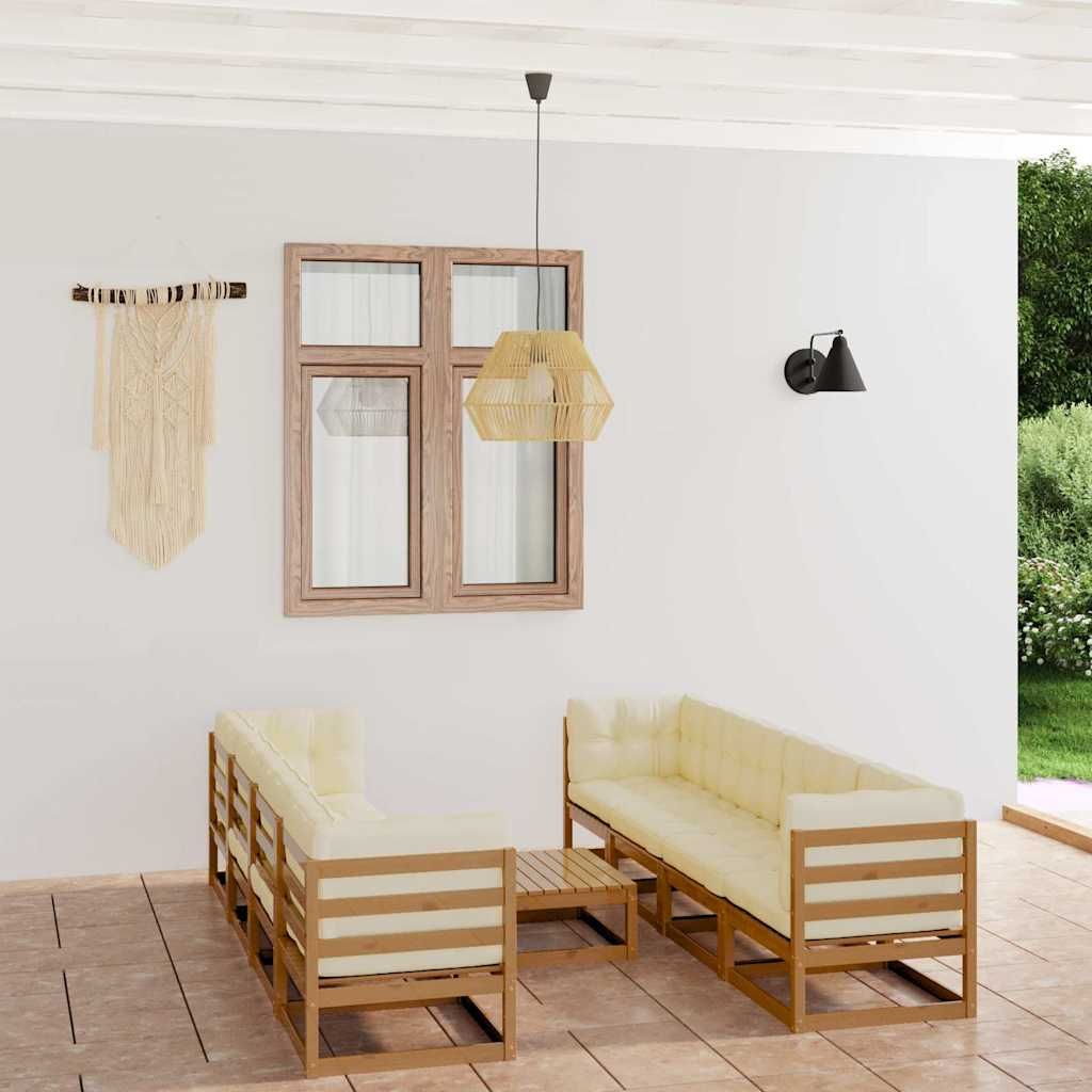 Set Divani da Giardino 9 pz con Cuscini Legno Massello di Pino vidaXL