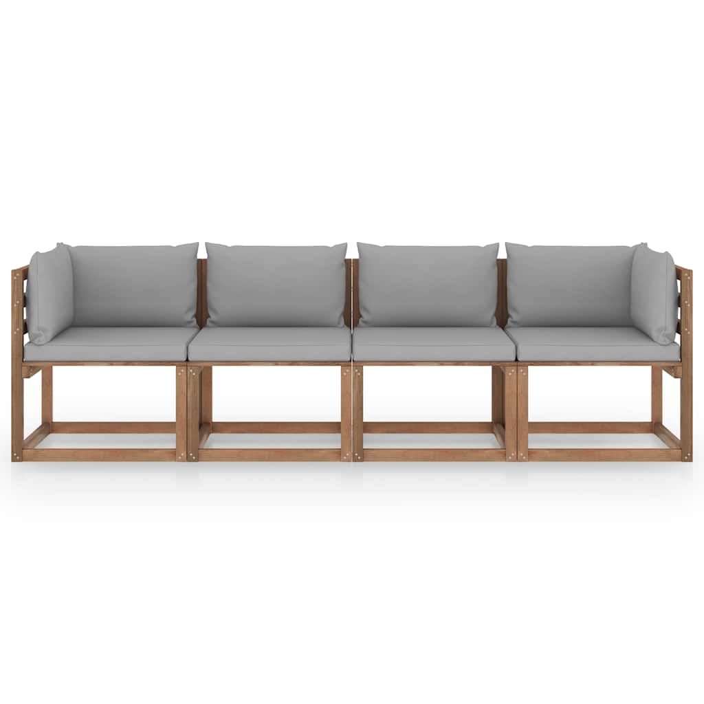 Divano Giardino Pallet a 4 Posti Cuscini Legno Pino Impregnato vidaXL