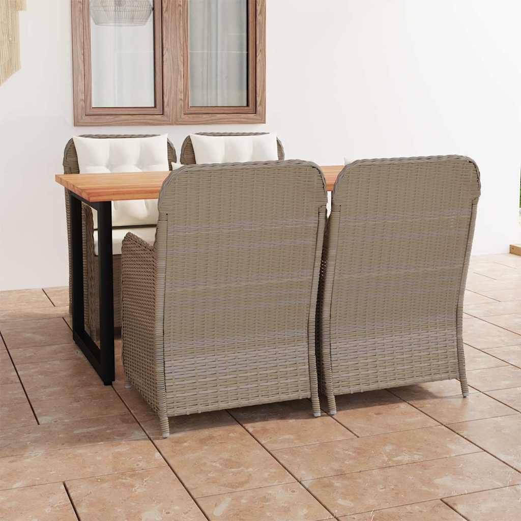Set da Pranzo per Giardino 5 pz con Cuscini Polyrattan Marrone vidaXL