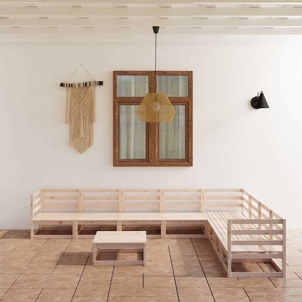 Set Divani da Giardino 9 pz in Legno Massello di Pino vidaXL