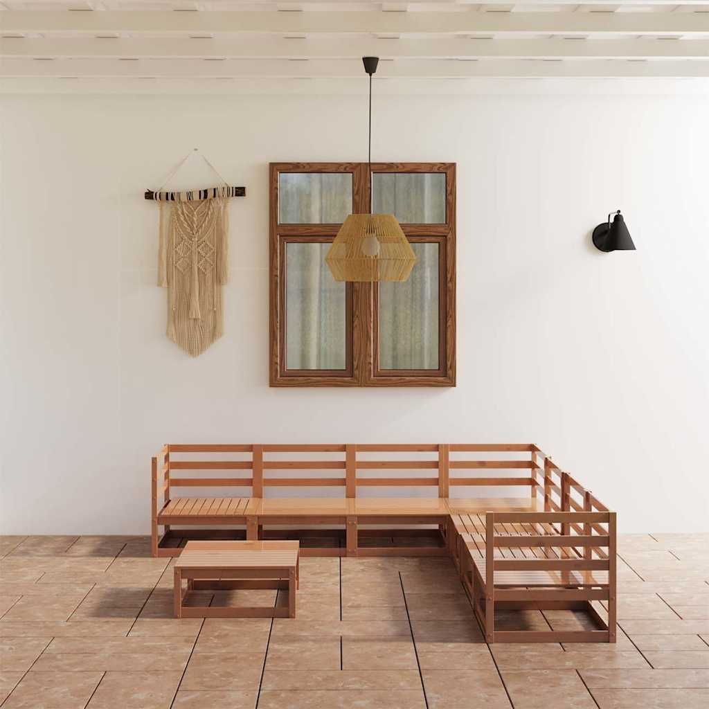 Set Salotto da Giardino 8pz Marrone Ambra Legno Massello Pino vidaXL