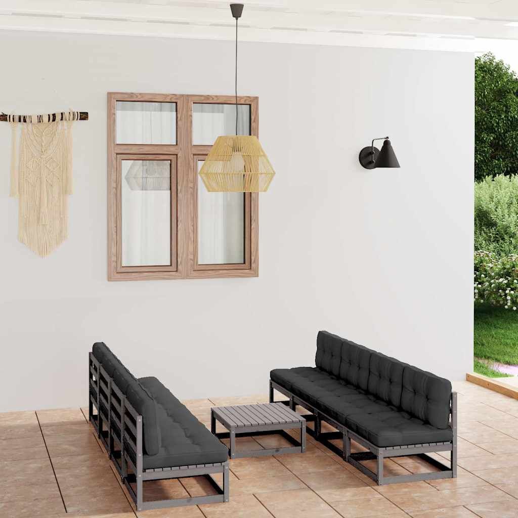 Set Divani da Giardino 9 pz con Cuscini Legno Massello di Pino vidaXL