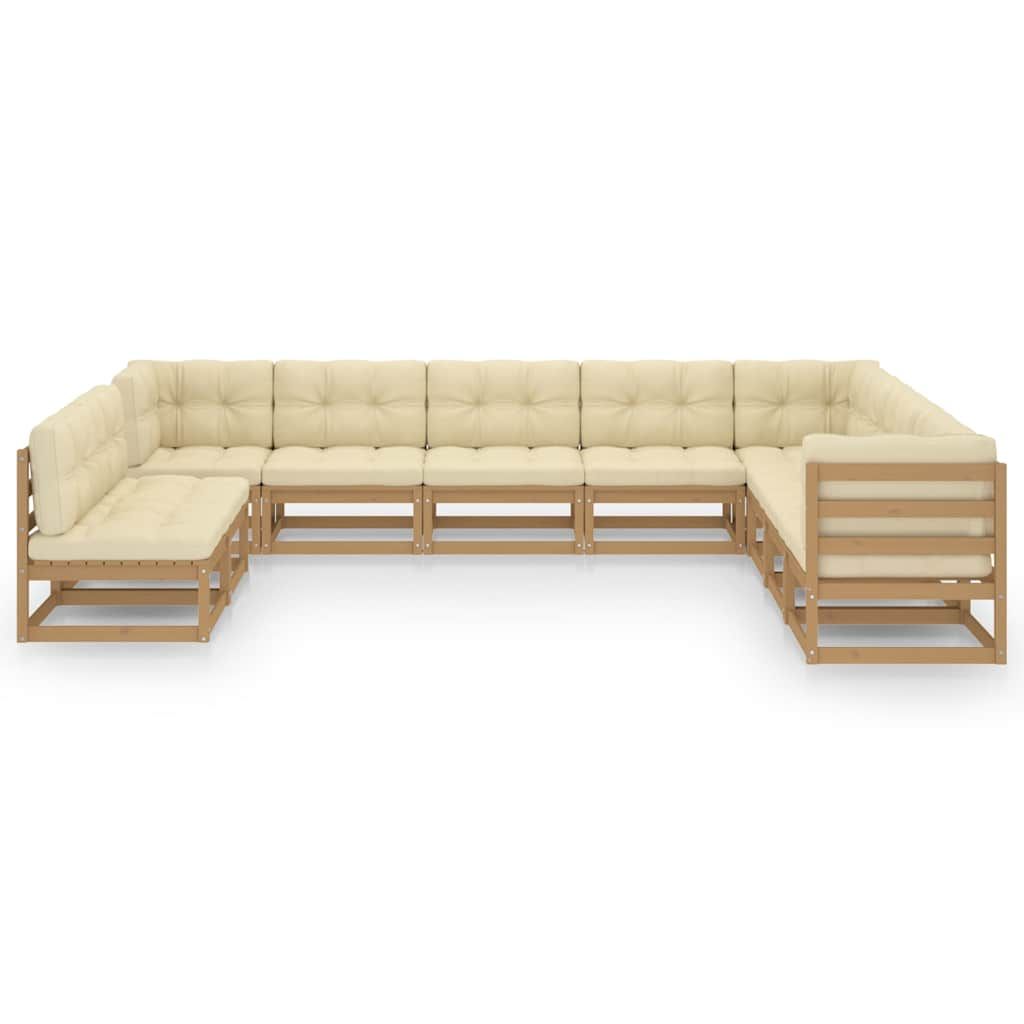 Set Salotto Giardino e Cuscini 10 pz Legno Massello Pino Ambra vidaXL
