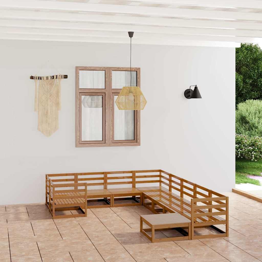 Set Divani da Giardino 10 pz in Legno Massello di Pino vidaXL