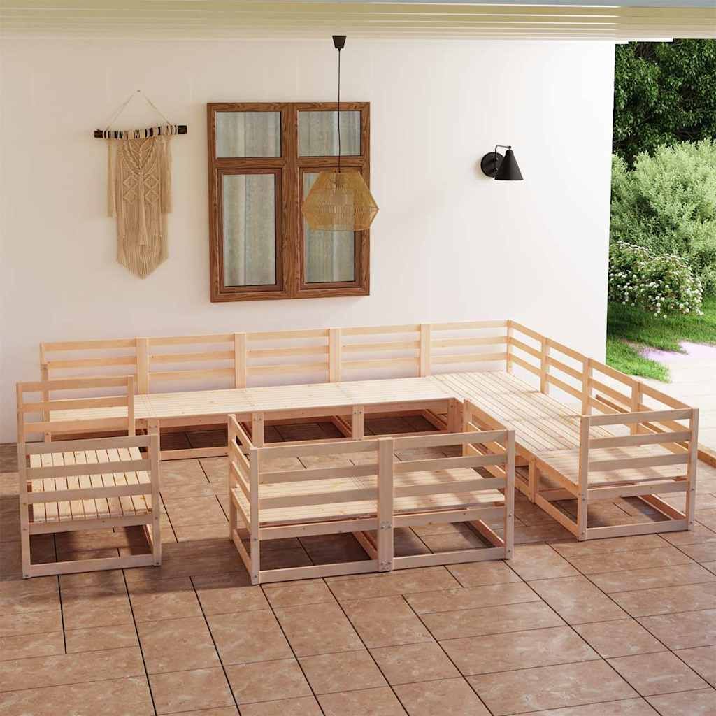 Set Divani da Giardino 12 pz in Legno Massello di Pino vidaXL