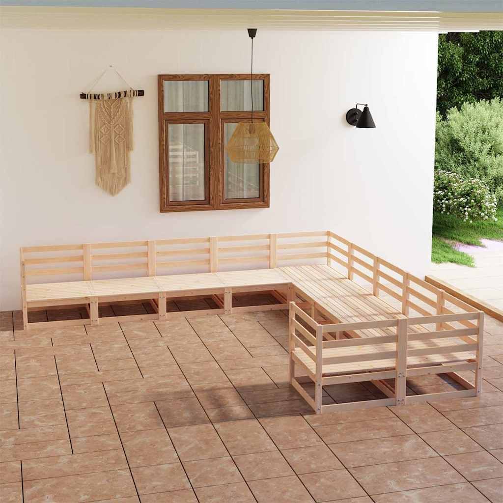 Set Divani da Giardino 10 pz in Legno Massello di Pino vidaXL