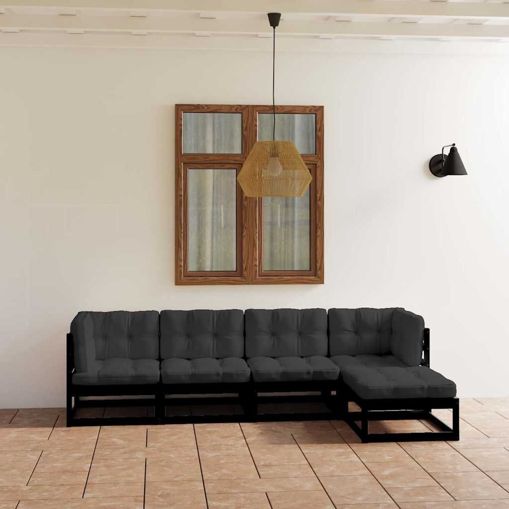 Set Divani da Giardino 5 pz con Cuscini Legno Massello di Pino vidaXL