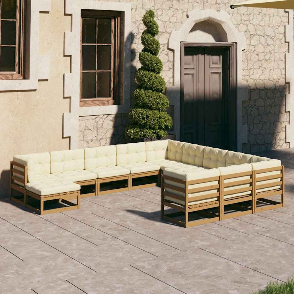 Set Salotto Giardino e Cuscini 12 pz Legno Massello Pino Ambra vidaXL