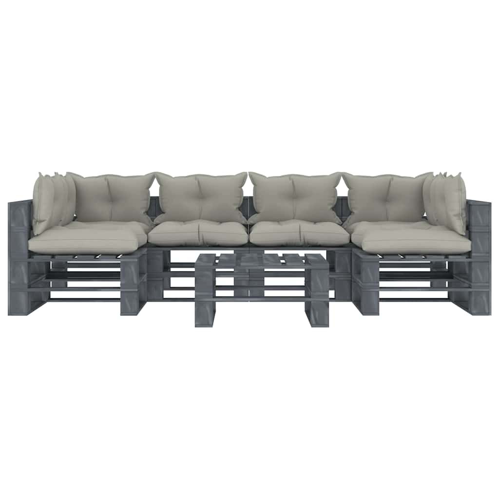 Set Divani da Giardino Pallet 7 pz con Cuscini Talpa in Legno vidaXL
