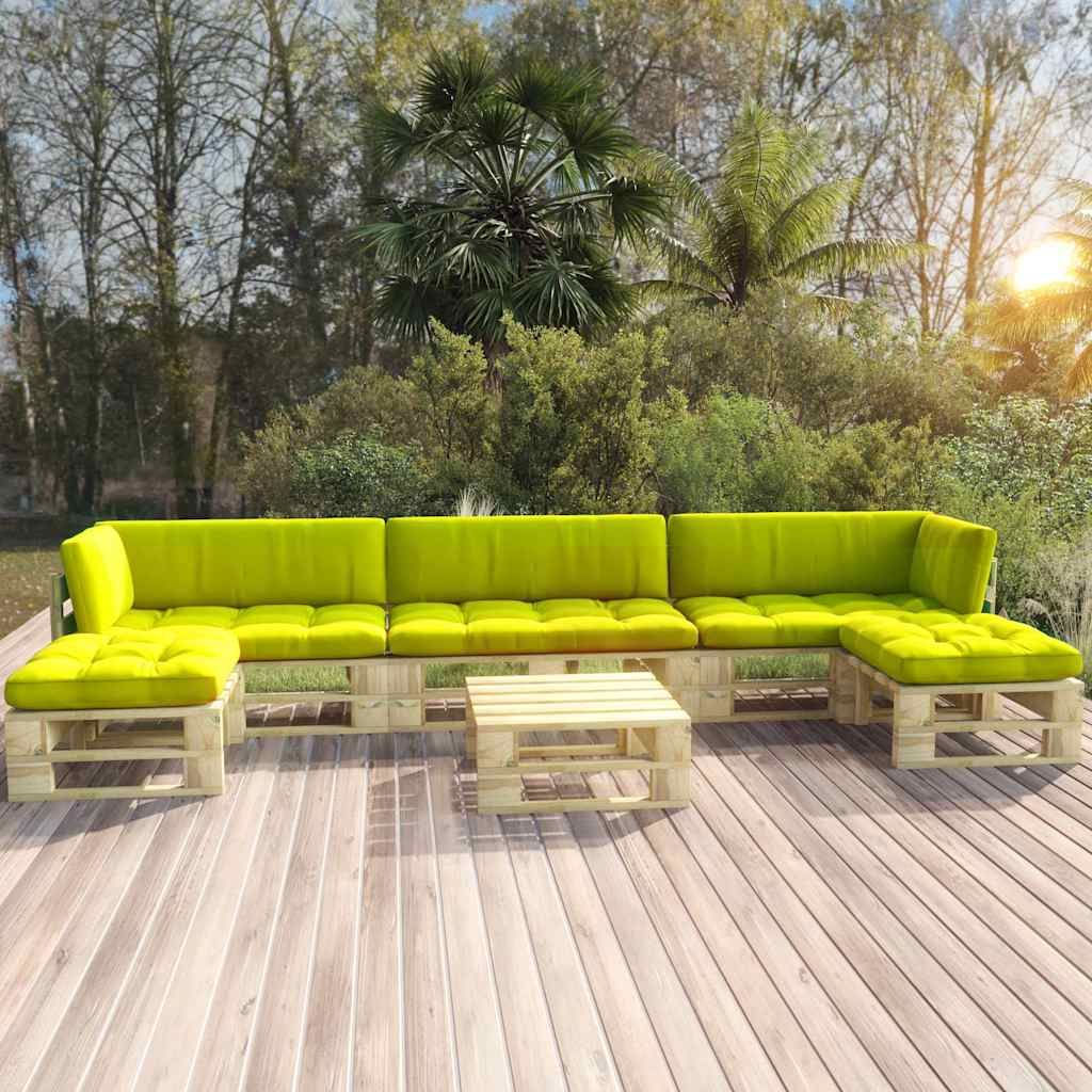 Set Divani in Pallet con Cuscini 6 pz in Pino Impregnato Verde vidaXL
