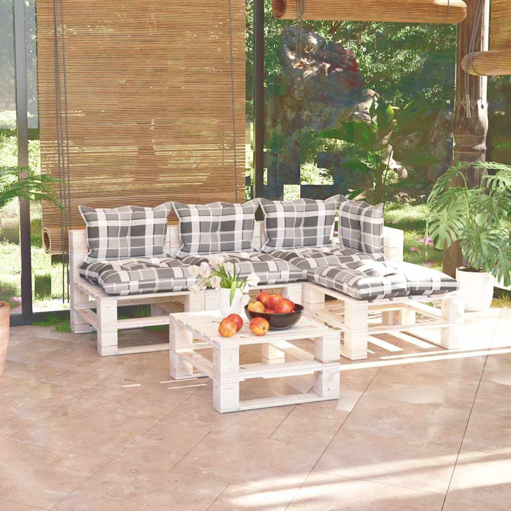 Set Salotto Giardino su Pallet Cuscini 5 pz in Legno di Pino vidaXL