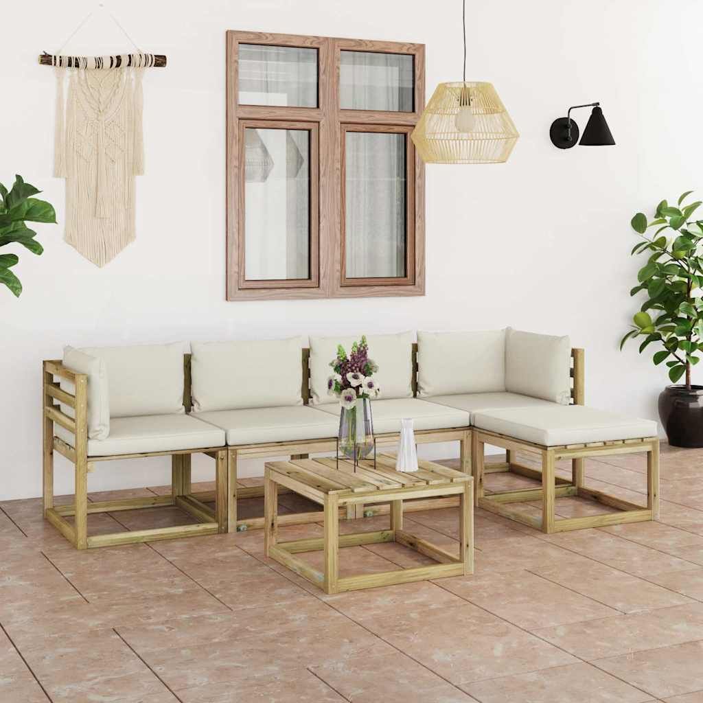 Set Salotto Giardino con Cuscini 6 pz in Pino Impregnato vidaXL