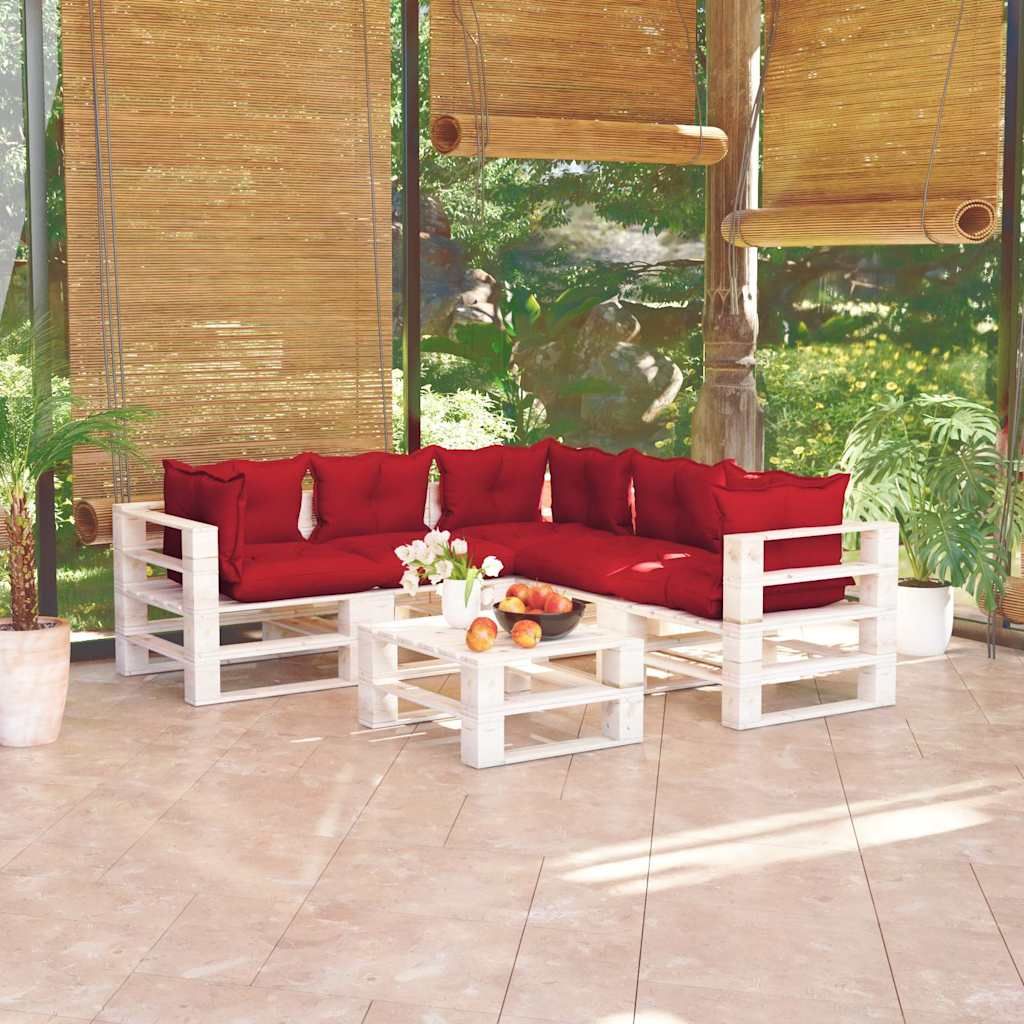 Set Divani da Giardino Pallet 6 pz con Cuscini in Legno di Pino vidaXL