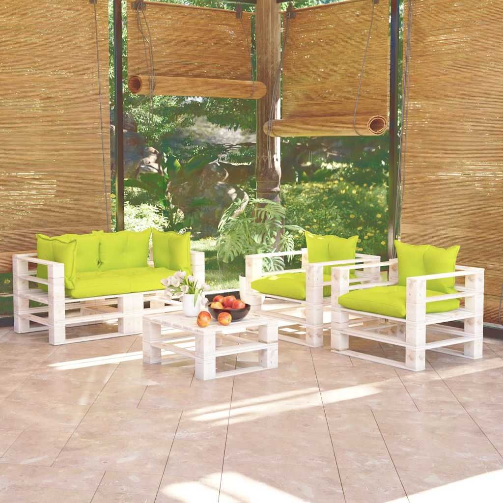 Set Divani da Giardino Pallet 5 pz con Cuscini in Legno di Pino vidaXL