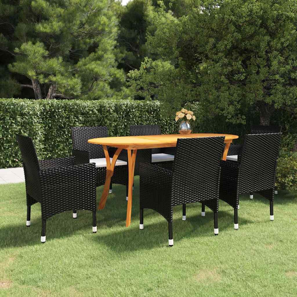 Set Mobili da Pranzo per Giardino 7 pz Nero vidaXL