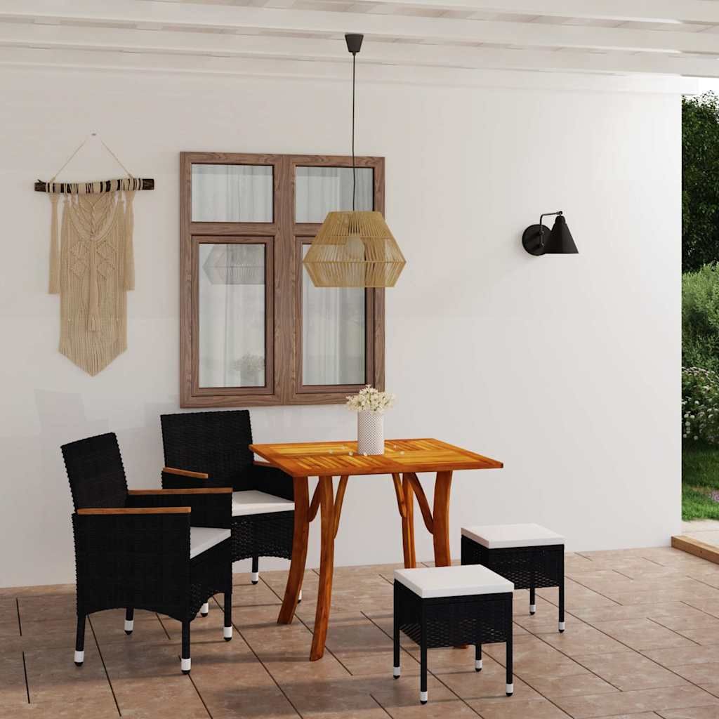 Set Mobili da Pranzo per Giardino 5 pz Nero vidaXL