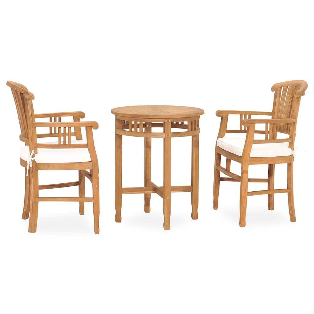 Set da Pranzo da Giardino 3 pz con Cuscini in Massello di Teak vidaXL