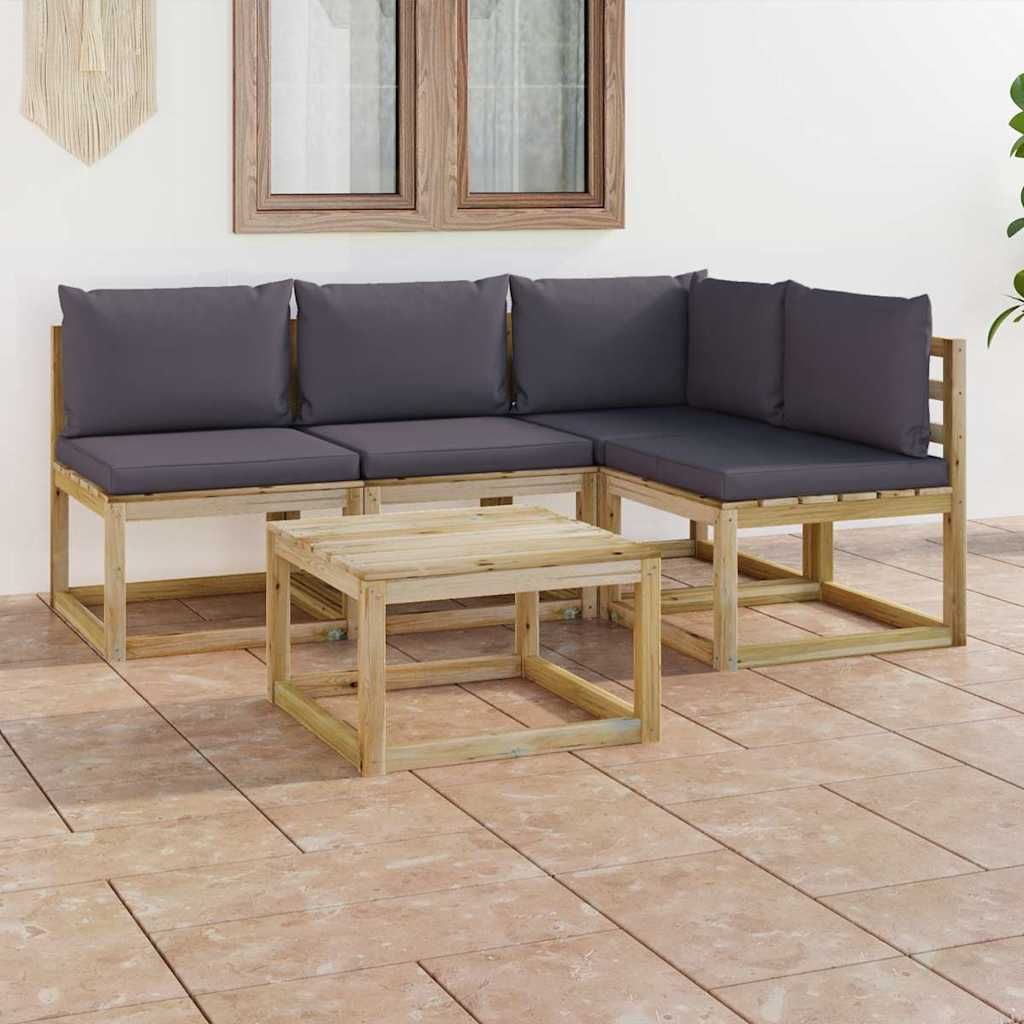 Set Salotto da Giardino 5 pz con Cuscini Antracite vidaXL