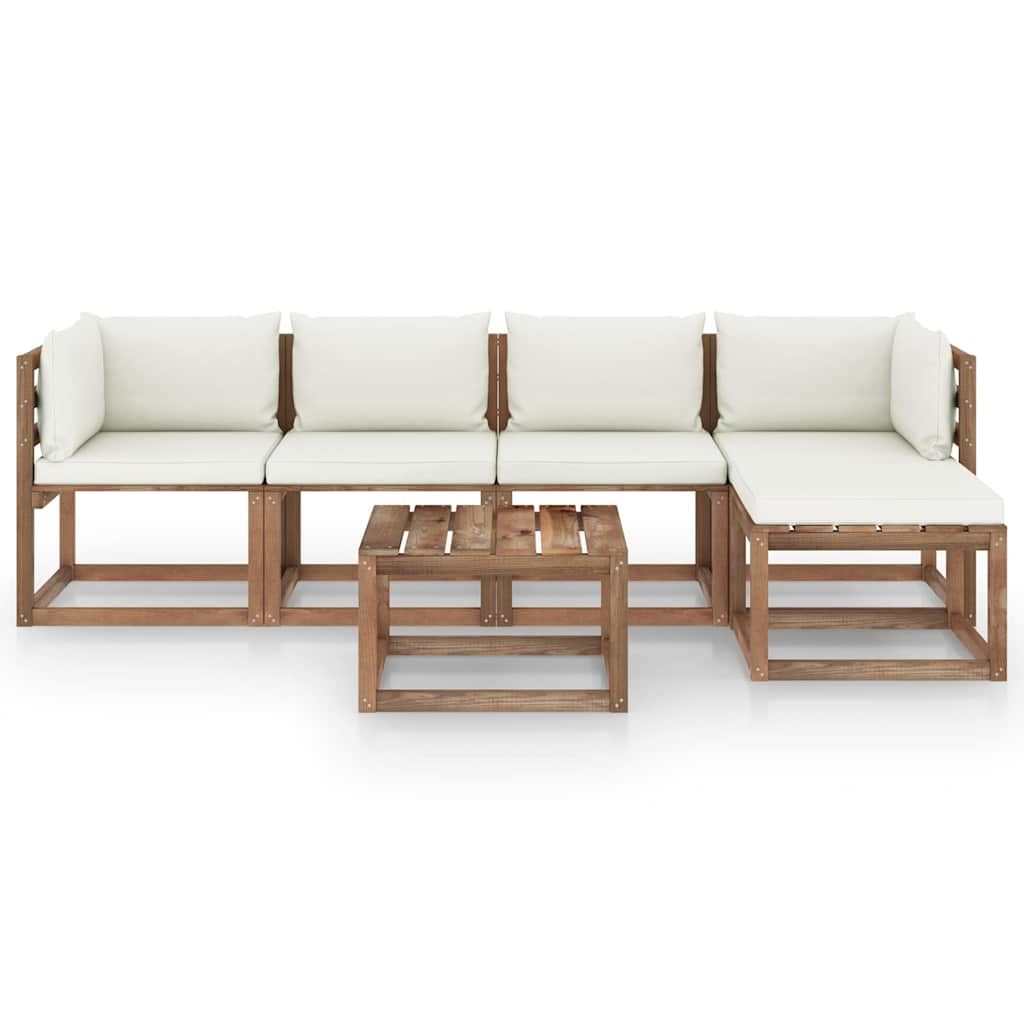 Set Salotto da Giardino 6 pz con Cuscini Crema vidaXL