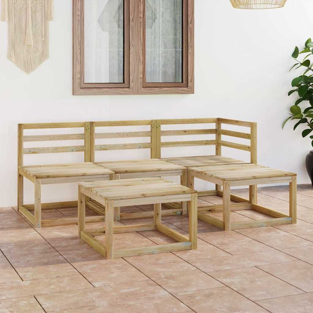 Set Salotto da Giardino 5 pz in Legno di Pino Impregnato Verde vidaXL