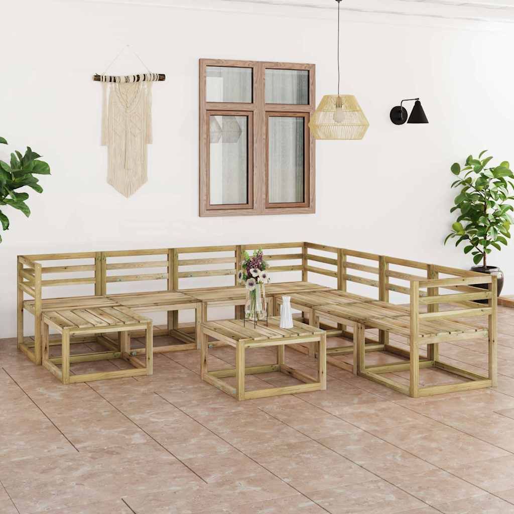 Set Salotto da Giardino 9 pz in Legno di Pino Impregnato Verde vidaXL