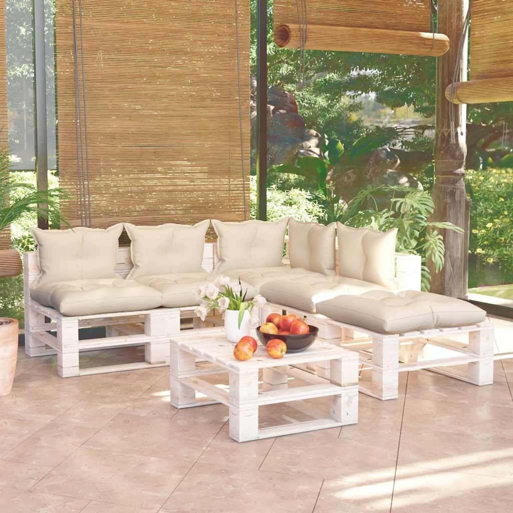 Set Salotto Giardino su Pallet Cuscini 6 pz in Legno di Pino vidaXL