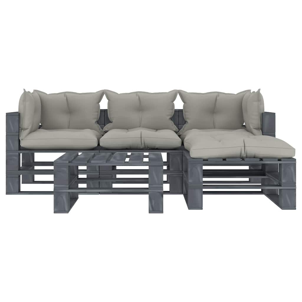Set Divani da Giardino su Pallet 5 pz Cuscini Talpa in Legno vidaXL