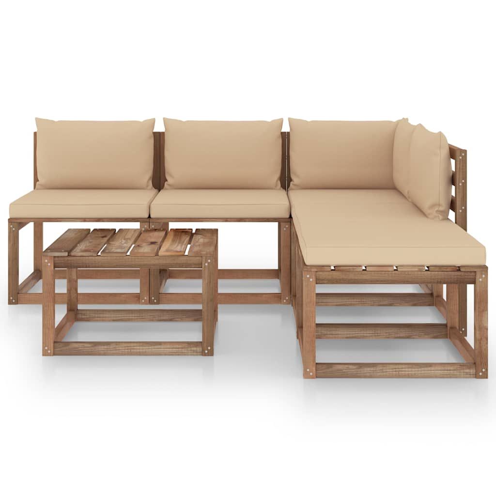 Set Salotto Giardino Pallet con Cuscini 6 pz in Pino Impregnato vidaXL