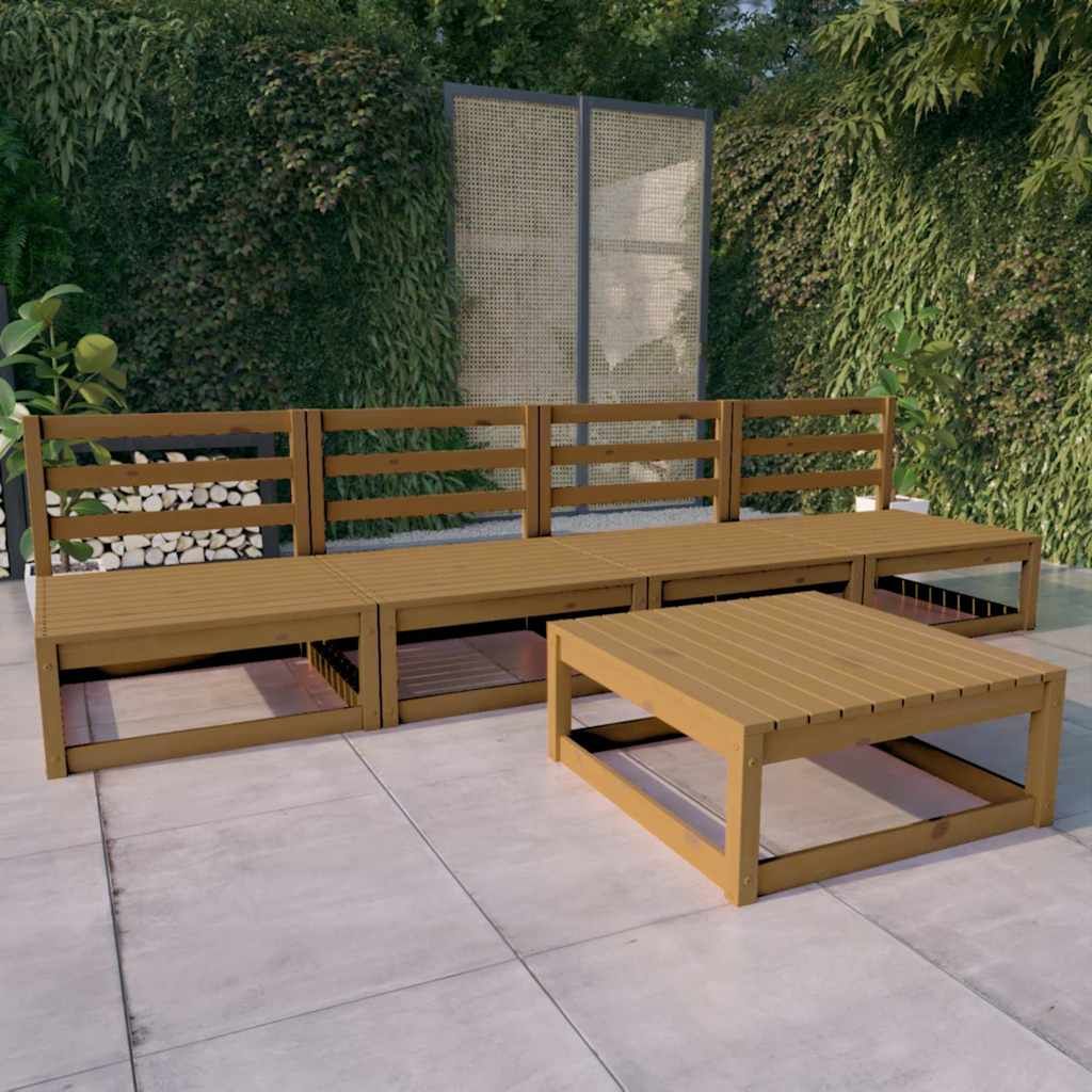 Set Salotto da Giardino 5pz Marrone Ambra Legno Massello Pino vidaXL