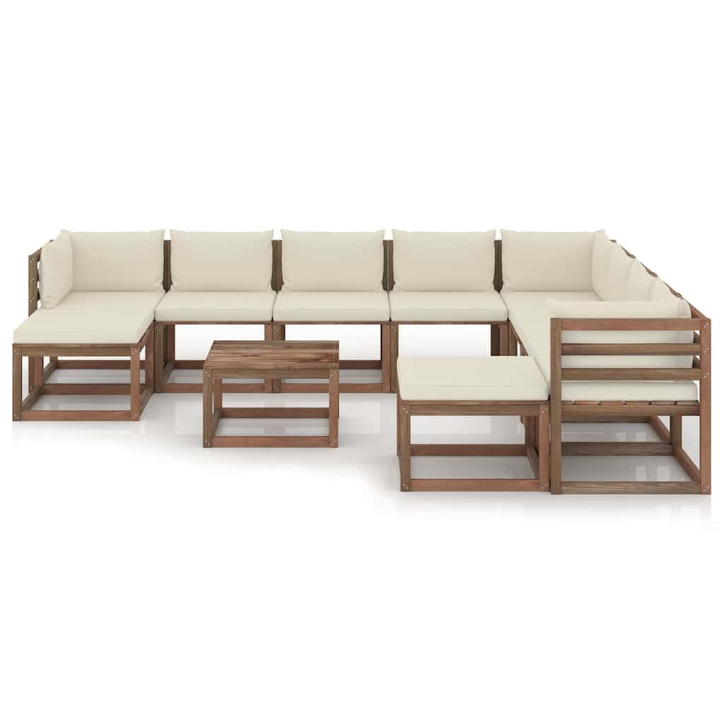 Set Divani da Giardino con Cuscini 11 pz Crema vidaXL