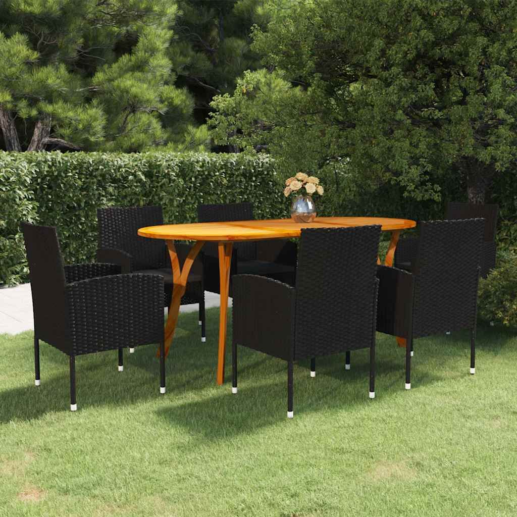 Set Mobili da Pranzo per Giardino 7 pz Nero vidaXL