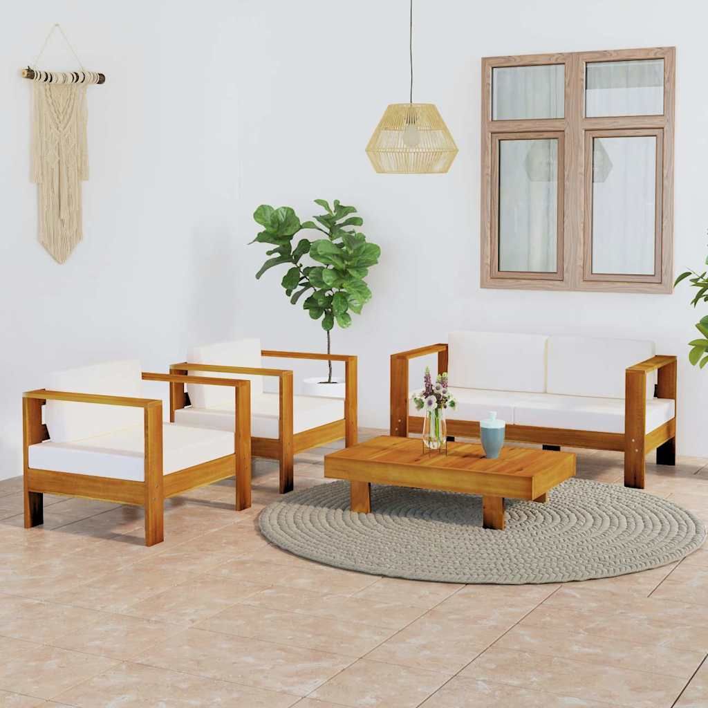 Set da Giardino 4 pz con Cuscini 100x60 cm Legno di Acacia vidaXL