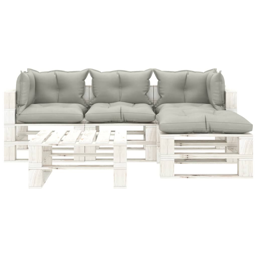 Set Salotto da Giardino Pallet 5 pz con Cuscini Tortora Legno vidaXL