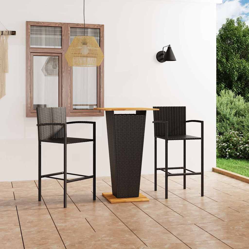 Set Bar da Giardino 3 pz Nero vidaXL