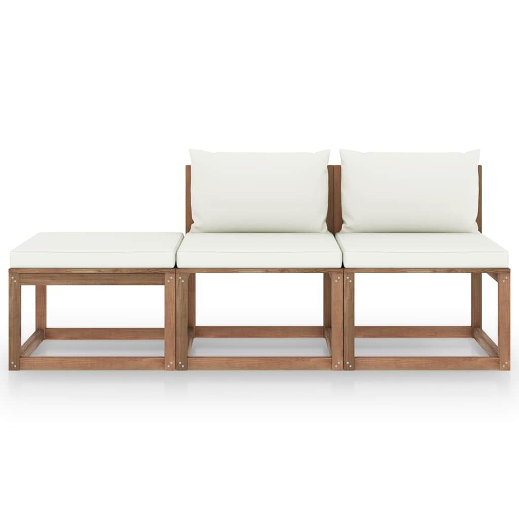 Set Salotto Giardino Pallet Cuscini 3 pz Legno Pino Impregnato vidaXL