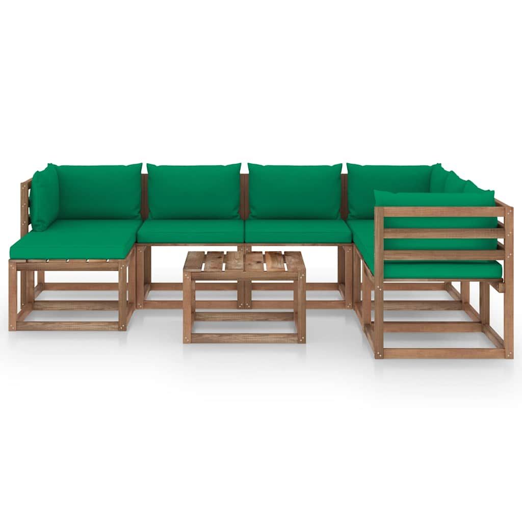 Set Divani da Giardino 8 pz con Cuscini Verdi vidaXL