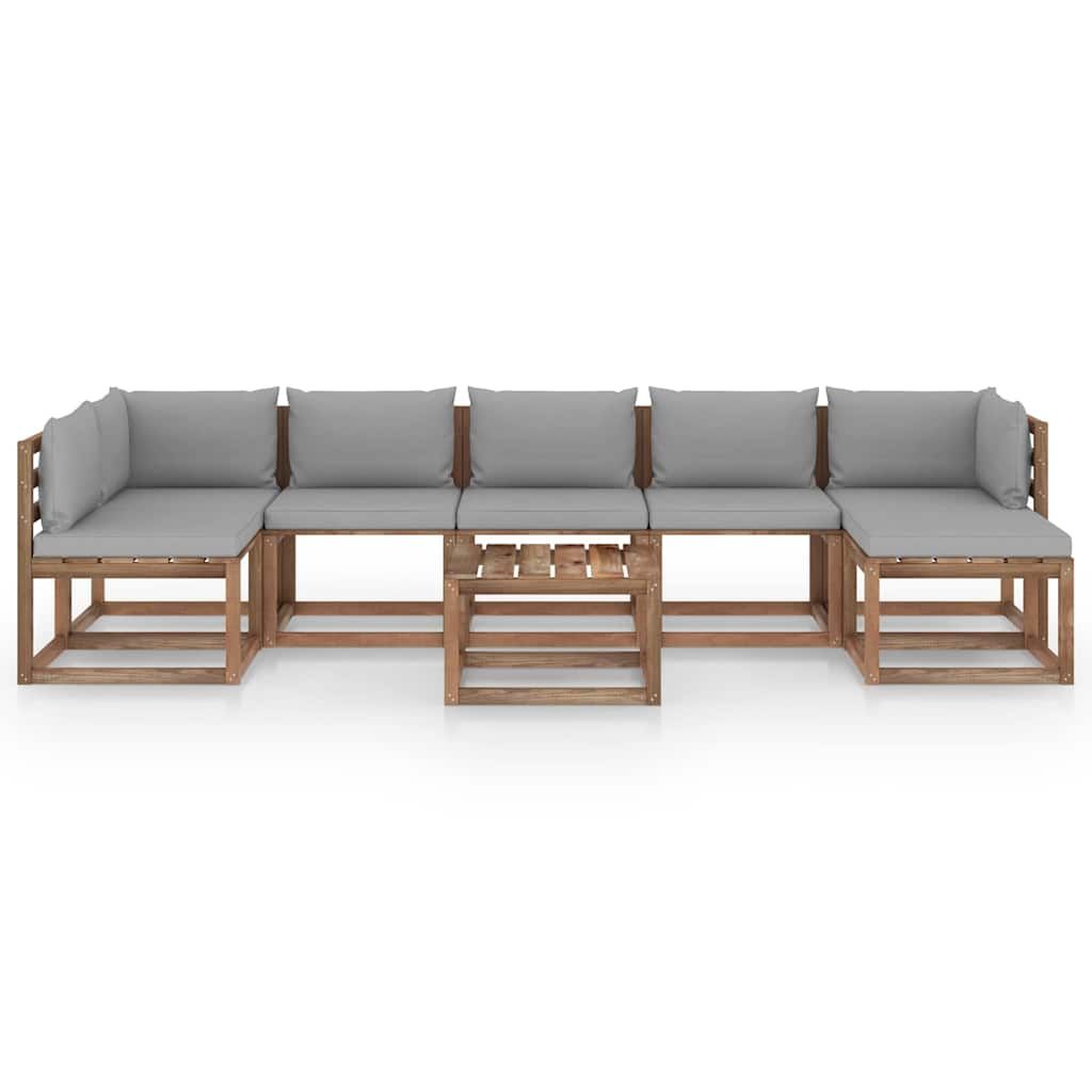 Set Salotto da Giardino 8 pz con Cuscini Grigi vidaXL