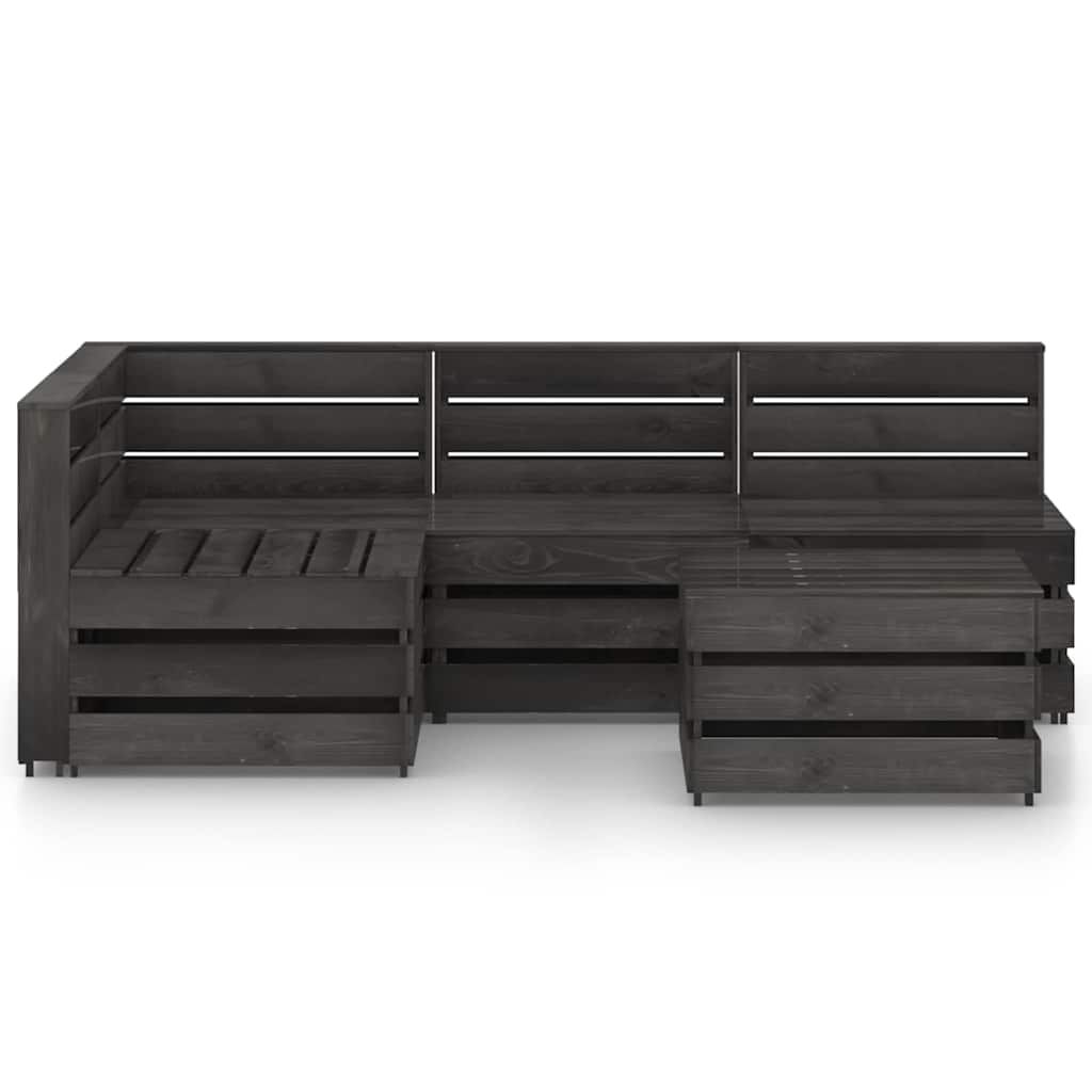 Set Salotto da Giardino 5 pz in Legno di Pino Impregnato Grigio vidaXL