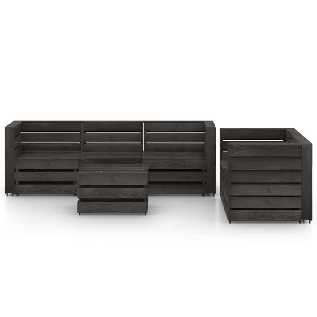 Set Salotto da Giardino 6 pz in Legno di Pino Impregnato Grigio vidaXL