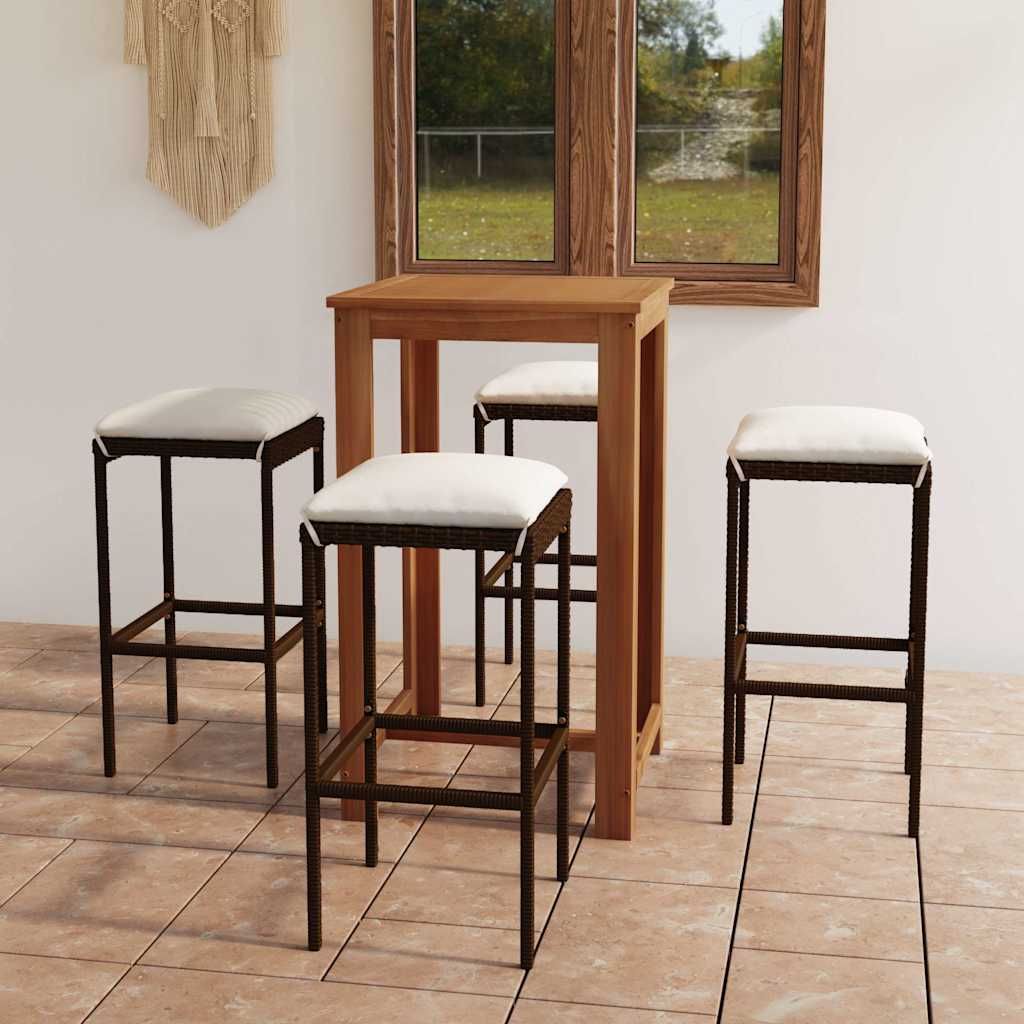 Set Bar da Giardino 5 pz con Cuscini Marrone vidaXL