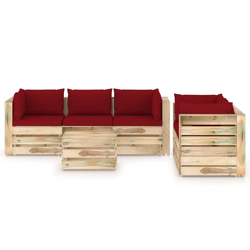 Set Divani da Giardino con Cuscini 6 pz Legno Impregnato Verde vidaXL