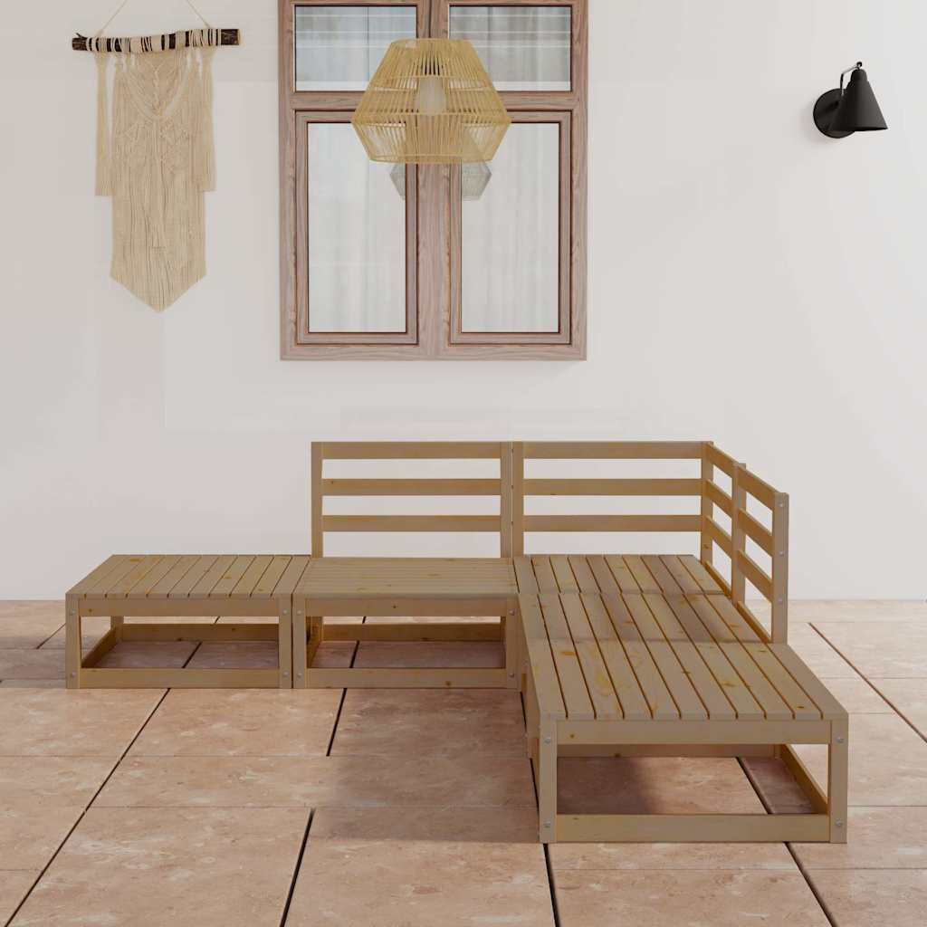 Set Salotto da Giardino 5pz Marrone Ambra Legno Massello Pino vidaXL