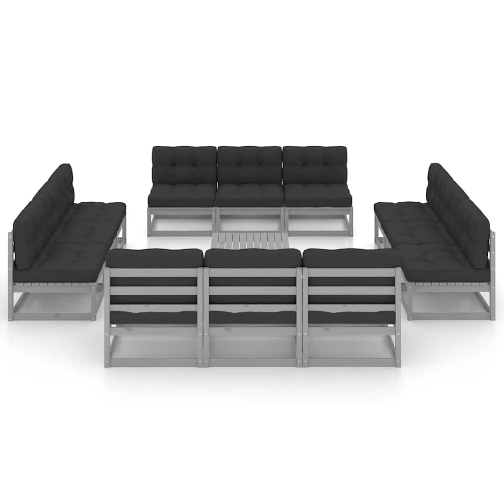 Set Divani da Giardino 13 pz con Cuscini Legno Massello di Pino vidaXL