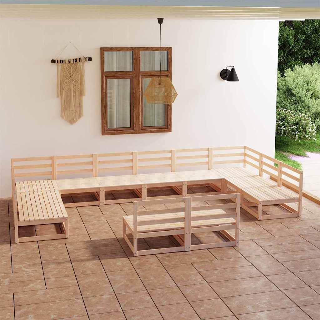 Set Divani da Giardino 12 pz in Legno Massello di Pino vidaXL