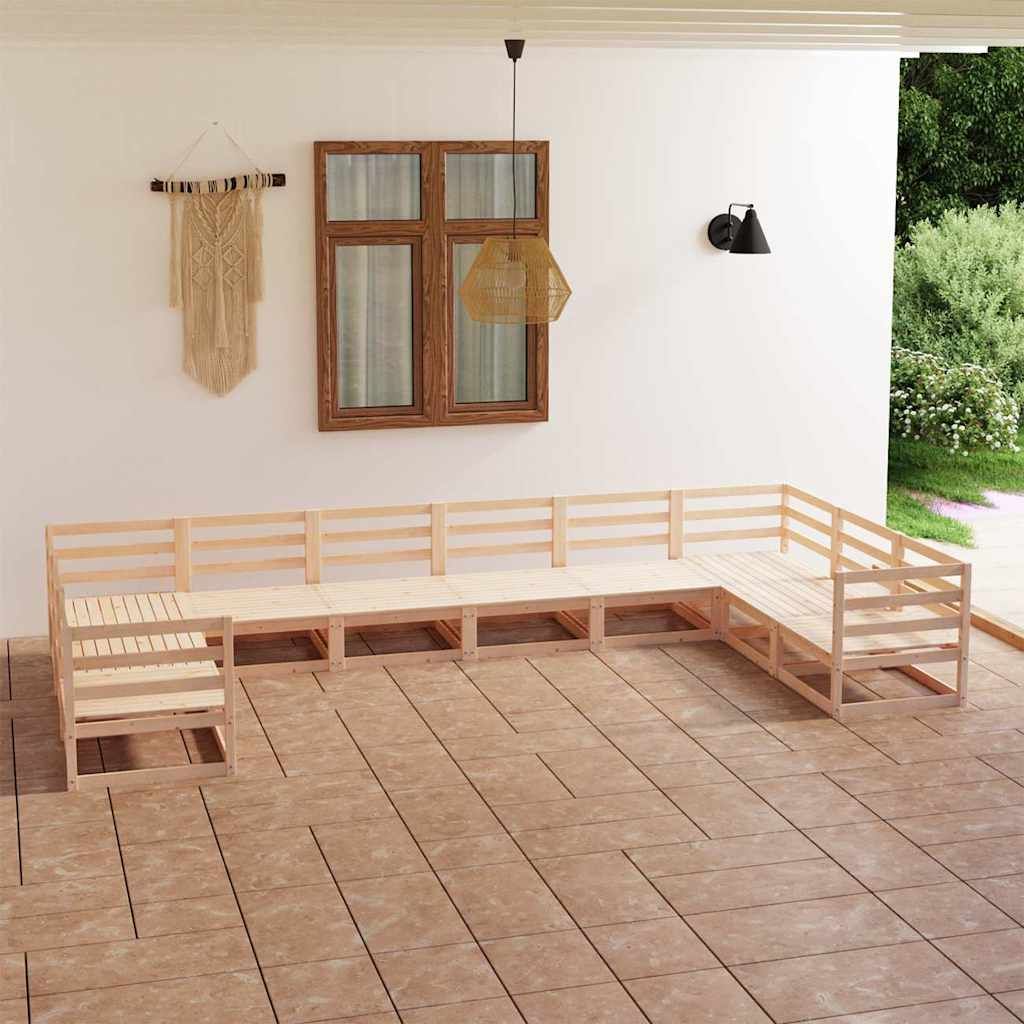 Set Divani da Giardino 10 pz in Legno Massello di Pino vidaXL