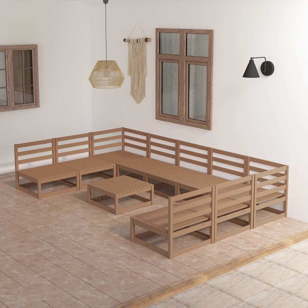 Set Divani da Giardino 10 pz in Legno Massello di Pino vidaXL