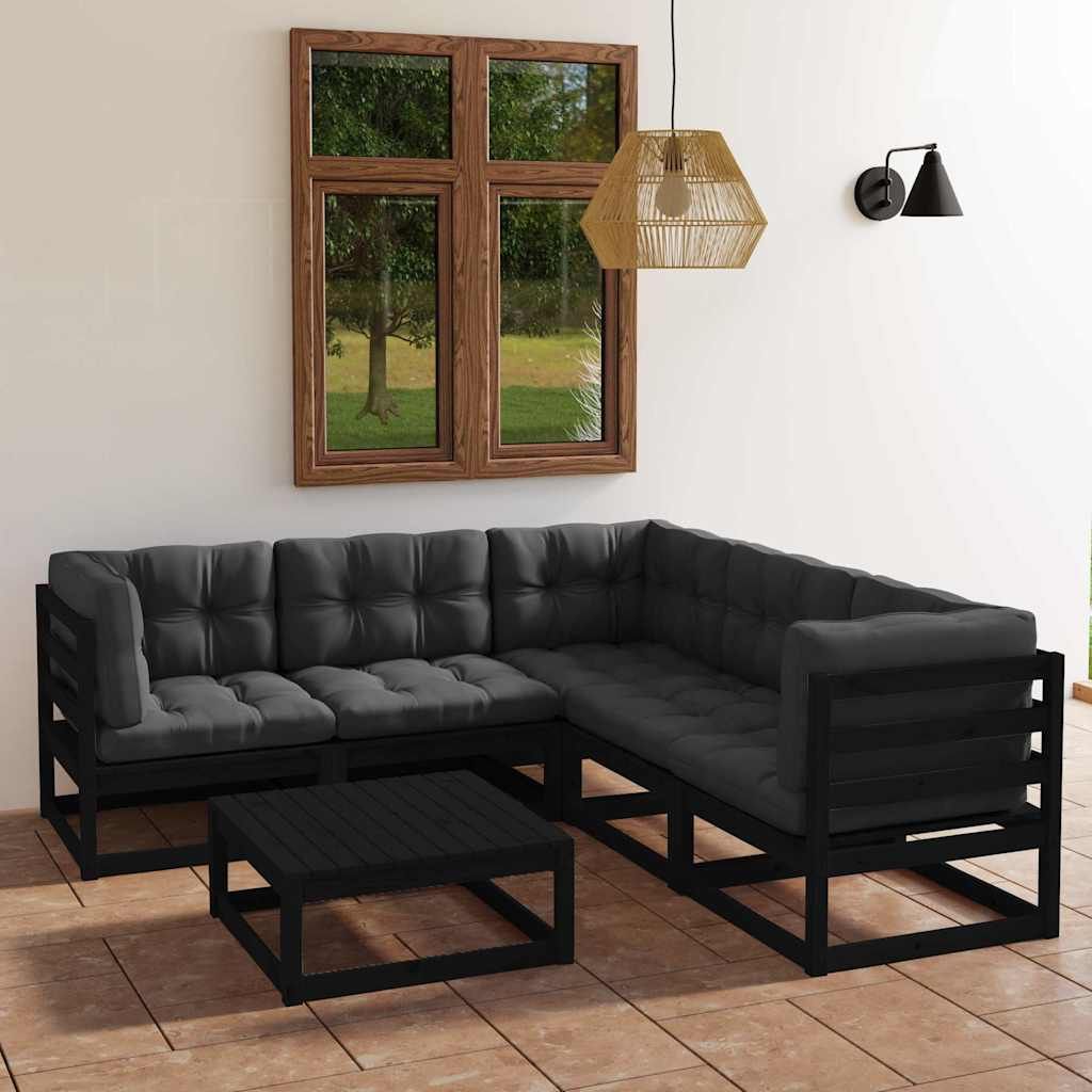 Set Divani da Giardino 6 pz con Cuscini Legno Massello di Pino vidaXL