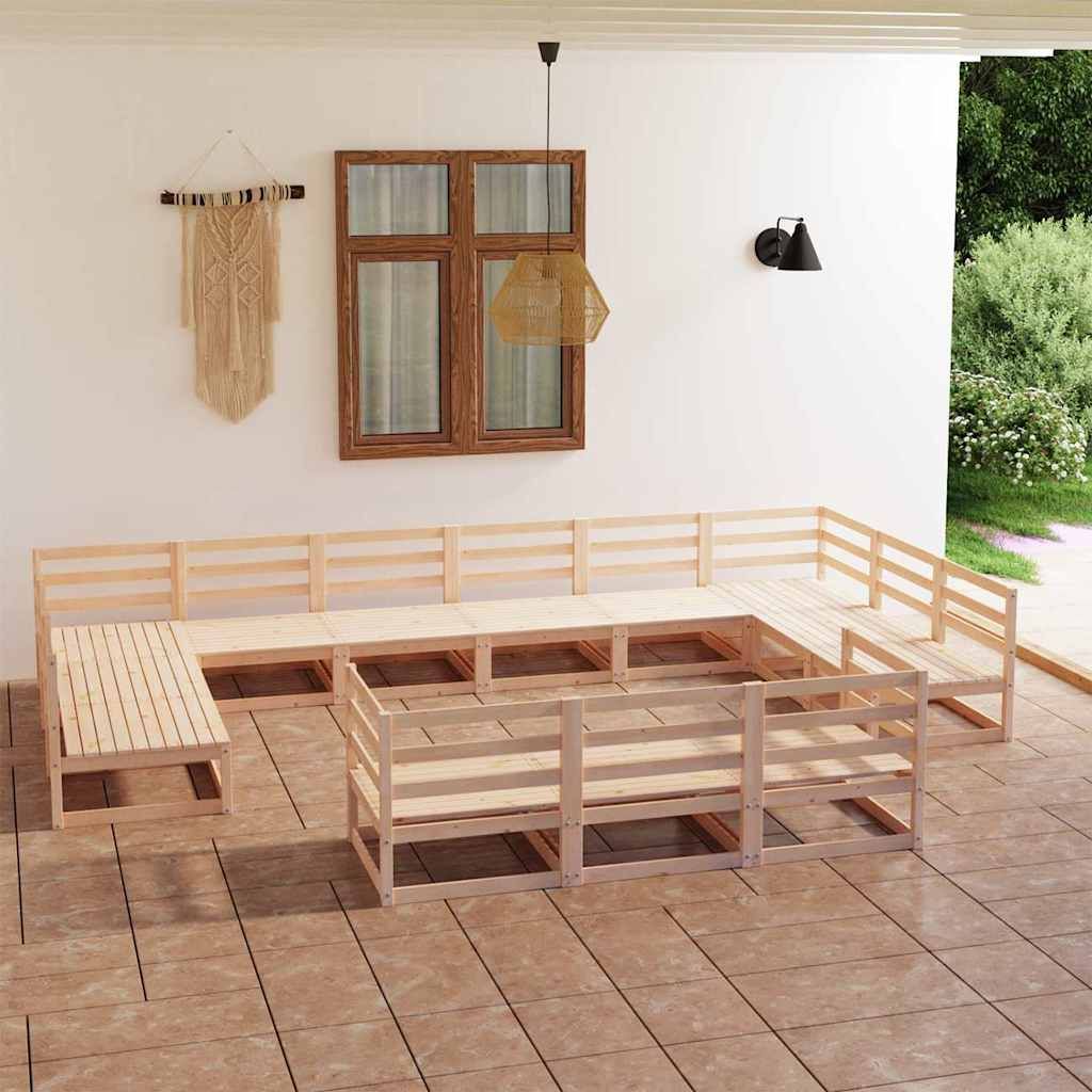Set Divani da Giardino 13 pz in Legno Massello di Pino vidaXL